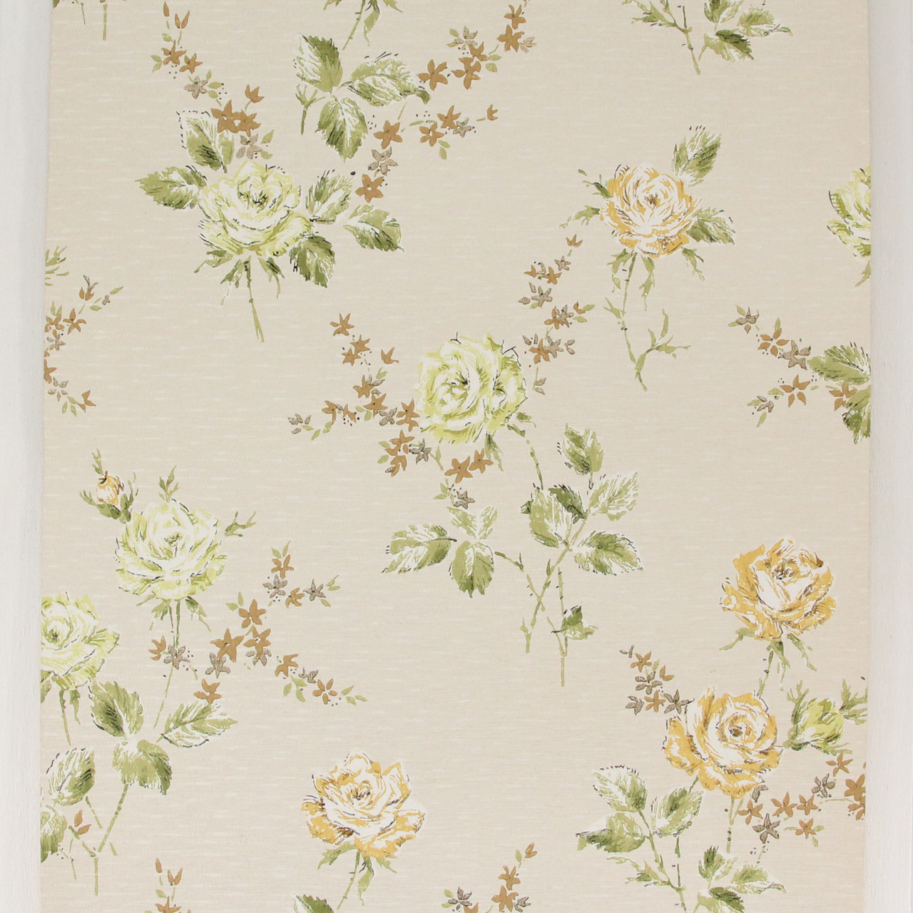 1960s Vintage Wallpaper Yellow Gold and Green Roses - Rosie's Vintage ...