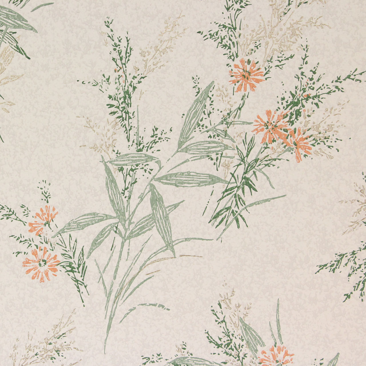 1960s Vintage Wallpaper Orange Flowers Green Stems - Rosie's Vintage  Wallpaper