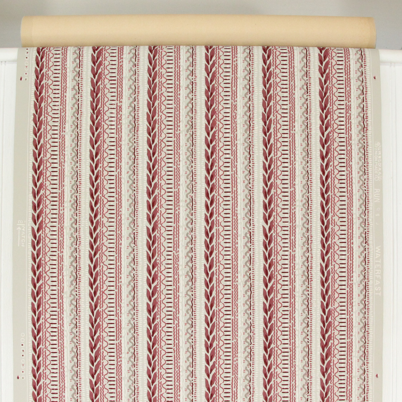 maroon and white striped wallpaper