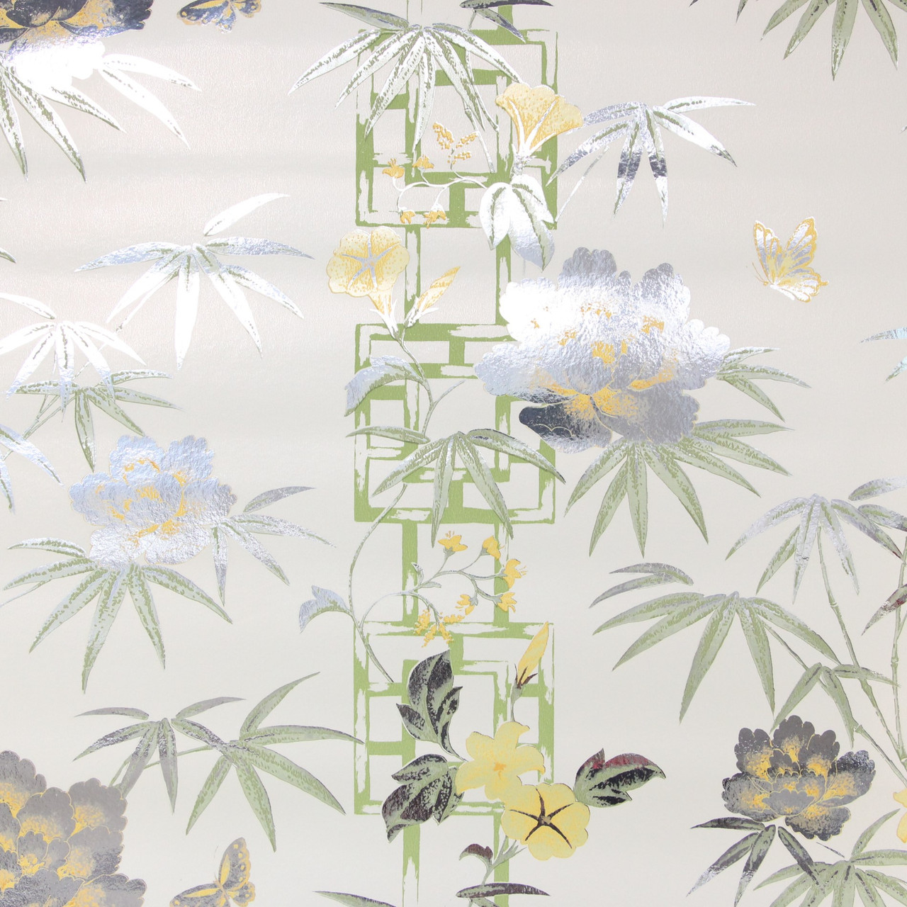 1970s Floral Mylar Vintage Wallpaper  Hannahs Treasures Vintage Wallpaper