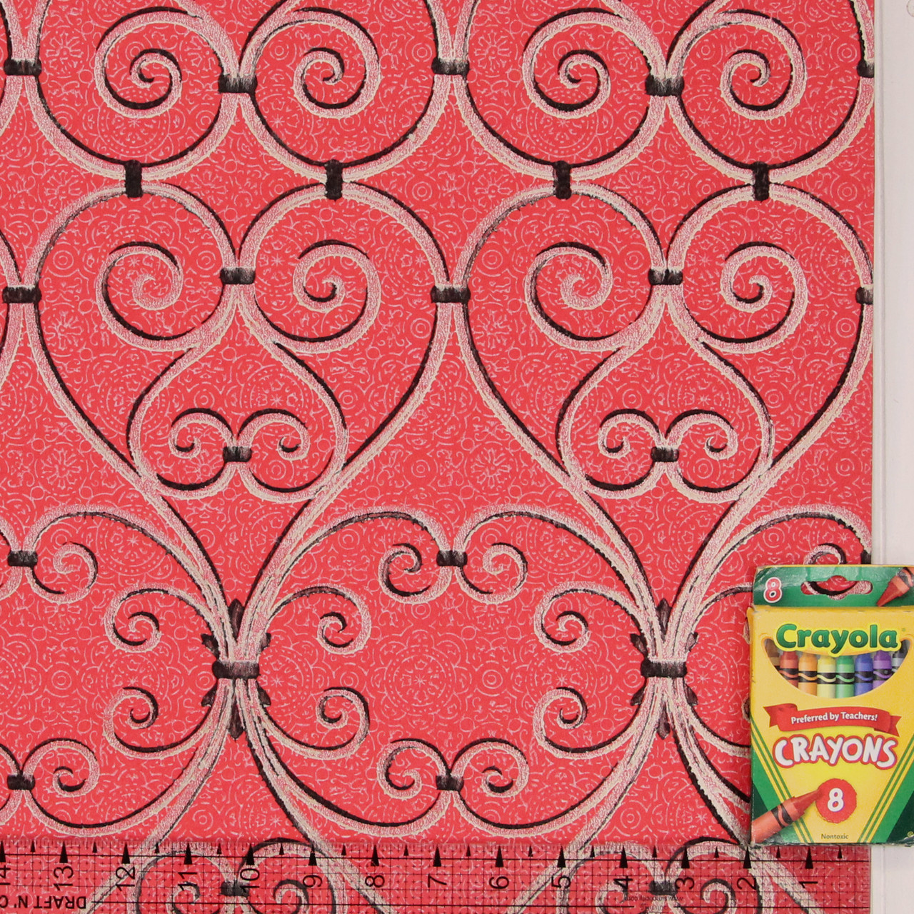 1960s Vintage Wallpaper Gold Grillwork on Red Rosie's Vintage Wallpaper