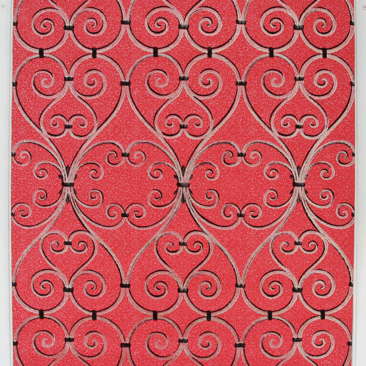 1960s Vintage Wallpaper Gold Grillwork on Red Rosie's Vintage Wallpaper