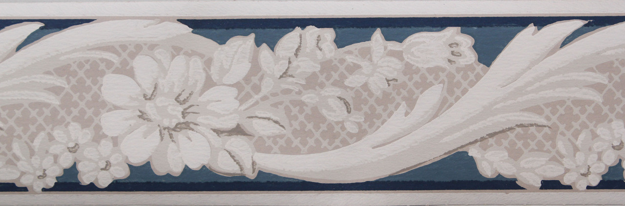 Trimz Vintage Wallpaper Border Rococo Blue - Rosie's Vintage Wallpaper