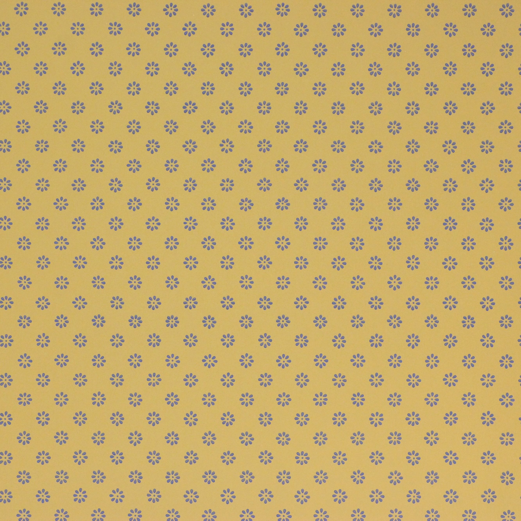 1950s Vintage Wallpaper Thomas Strahan Blue Floral Geometric On Yellow Gold Rosie S Vintage Wallpaper