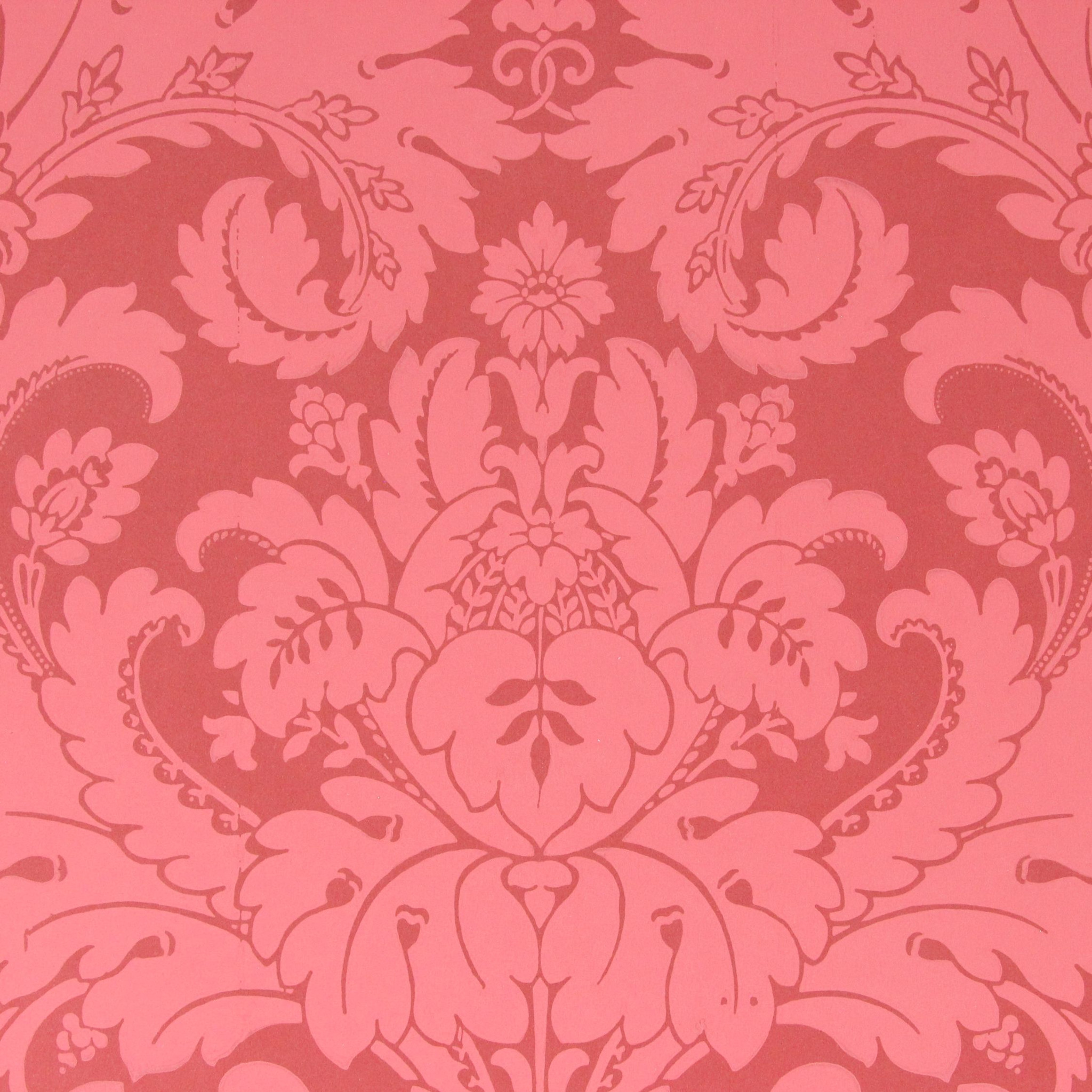 1960s Vintage Wallpaper Large Red Damask - Rosie's Vintage Wallpaper