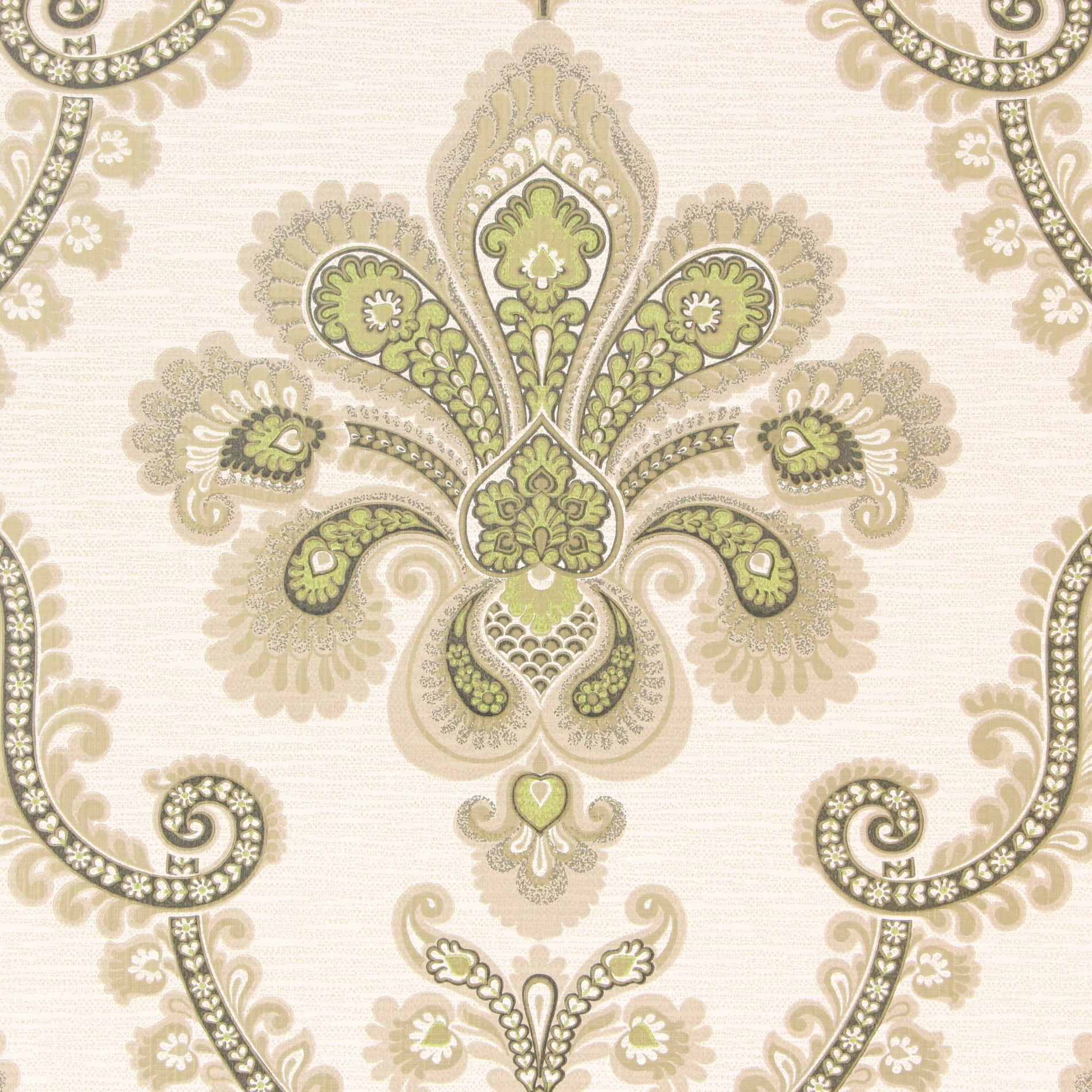 1970s Retro Vintage Flock Wallpaper Yellow Green Damask - Rosie's ...