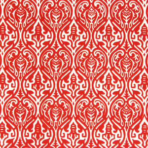 1970s Vintage Wallpaper Red Flock on White