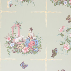 1950s Vintage Wallpaper Scenic Garden