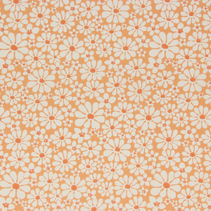 1970s Vintage Wallpaper White Daisies on Orange