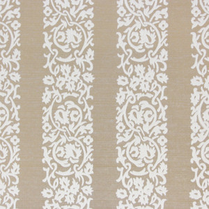 1970s Vintage Wallpaper White Floral Flock Stripe on Gold