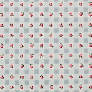 1940s Vintage Wallpaper Roses on Blue Check
