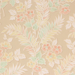 1930s Vintage Wallpaper Pink Yellow Flowers