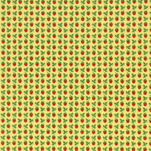 1970s Retro Vintage Wallpaper Red Strawberries on Yellow