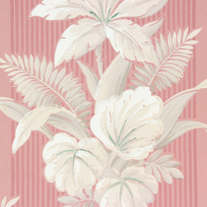 1940s Vintage Wallpaper White Flowers on Pink