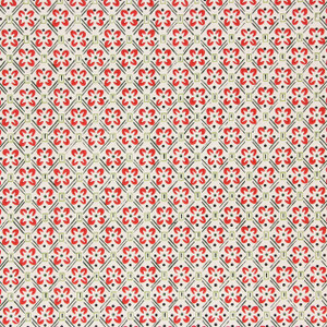 1930s Vintage Wallpaper Red White Green Geometric