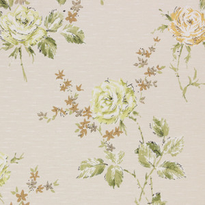 1960s Vintage Wallpaper Yellow Gold and Green Roses