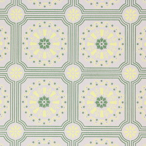 1950s Vintage Wallpaper Thomas Strahan Green Yellow Geometric