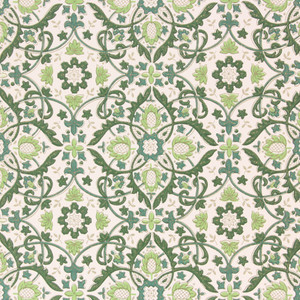 1950s Vintage Wallpaper Green Geometric Byzantine Gold