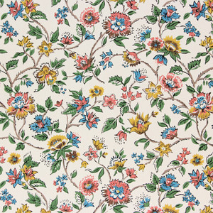 1950s Vintage Wallpaper Pink Yellow Blue Flowers