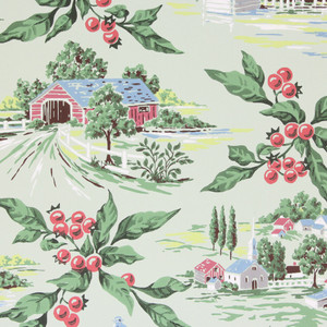 1950s Vintage Wallpaper Covered Bridge