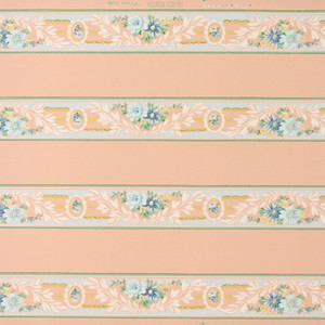 1940s Vintage Wallpaper Border Blue Flowers on Pink