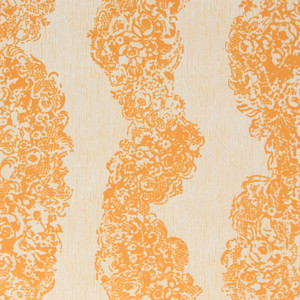 1970s Vintage Wallpaper Orange Swirl Flock