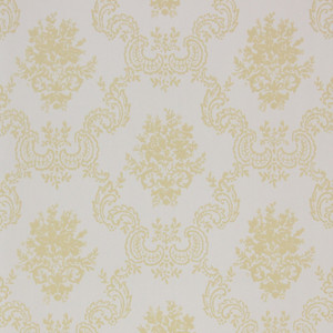 1960s Vintage Wallpaper Yellow-Tan Flower Bouquets Scrolls