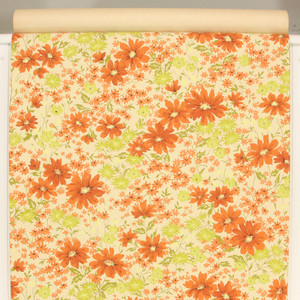 1960s Vintage Wallpaper Orange Green Floral