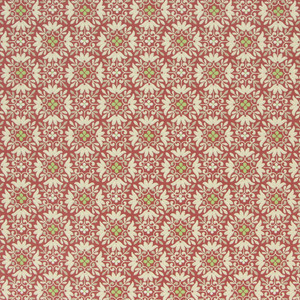 1950s Vintage Wallpaper White Green Geometric on Blush Red