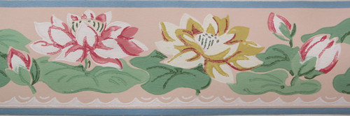 Imperial Vintage Wallpaper Border Water Lily on Pink