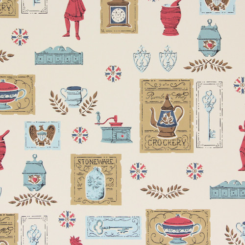 1970s Vintage Wallpaper Americana Red White Blue