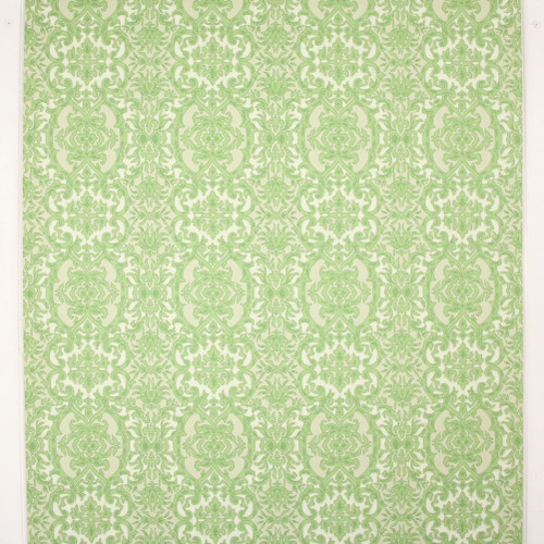 1960s Vintage Wallpaper Green Beige Damask
