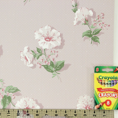 1950s Vintage Wallpaper White Flowers on Lilac