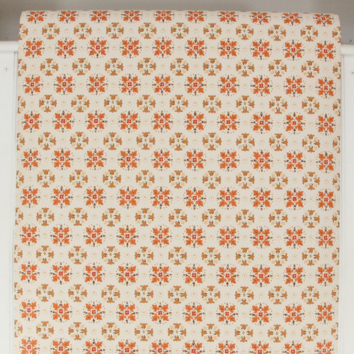 1960s Vintage Wallpaper Brown Orange Geometric