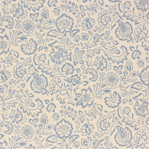 1960s Vintage Wallpaper Blue Flowers on White