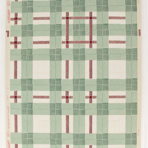 1940s Vintage Wallpaper Green Red Plaid