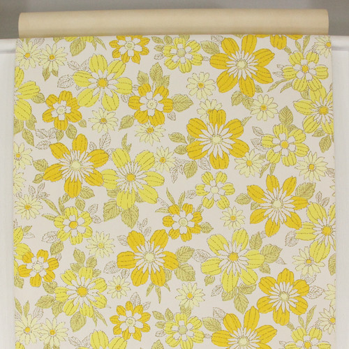 1960s Vintage Wallpaper Yellow Flowers