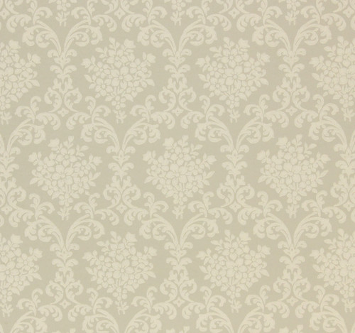 1960s Vintage Wallpaper Light Green Damask on Green