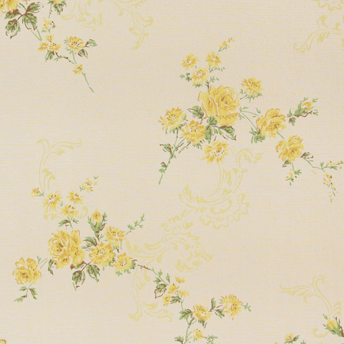 1960s Vintage Wallpaper Yellow Rose Bouquets