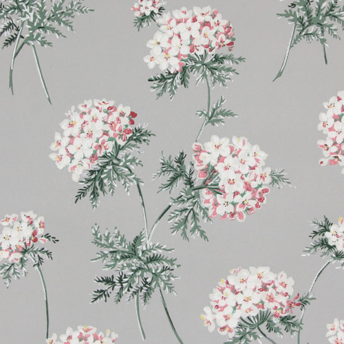 1940s Vintage Wallpaper White Flowers on Gray