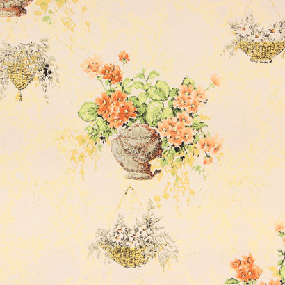 1960s Vintage Wallpaper Orange Flowers Green Stems - Rosie's Vintage  Wallpaper