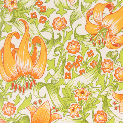 1970s Retro Vintage Wallpaper Orange Flowers - Rosie's Vintage Wallpaper