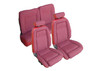 1987-1989 Ford Mustang Convertible Front & Rear Seat Upholstery Set - With Leg Lumbar - Leather Inserts - Matching Bolsters