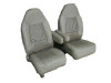 1992-1996 Ford Bronco Front Buckets And Rear Bench Seat Upholstery Set - Leather With Vinyl Sides & Back