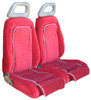 1984-1986 Ford Mustang Convertible - Front & Rear Seat Upholstery Set - With Solid Headrest. Leather Inserts. Matching Bolster