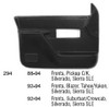 1992-1994 Chevrolet Tahoe Door Panels fronts with padded arm rests included the coordinated cloth inserts NOT included