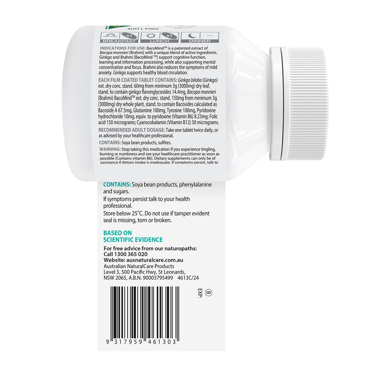 Australian NaturalCare Brain and Memory Boost 60 tabs 