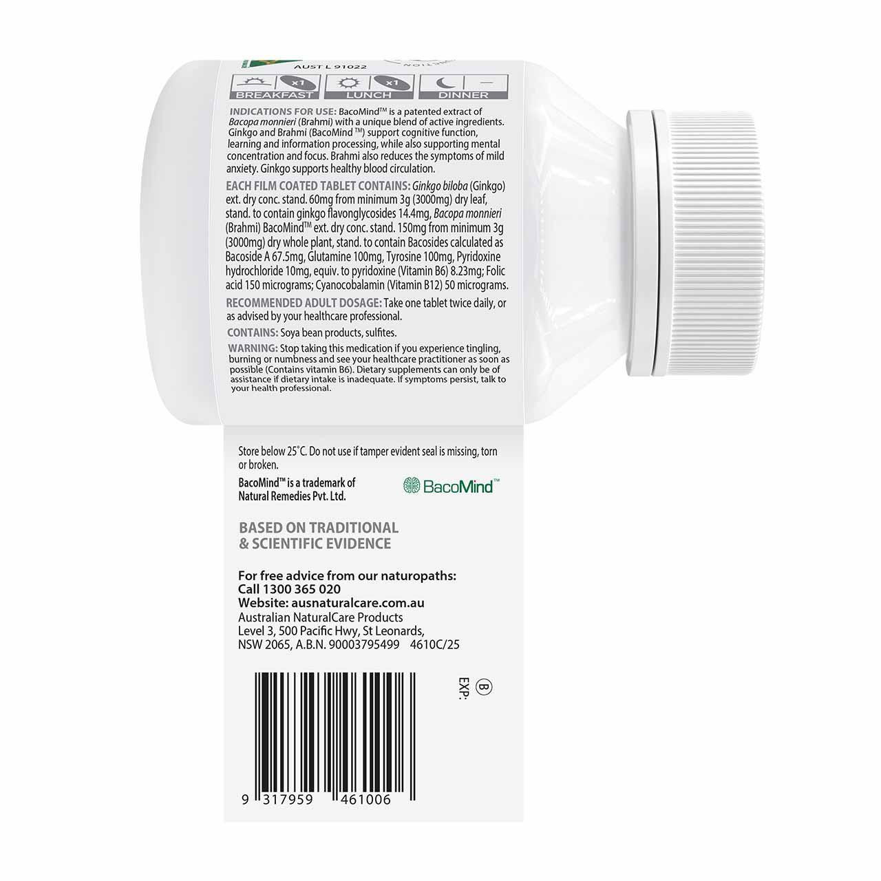 Australian NaturalCare Brain and Memory Boost 60 tabs 