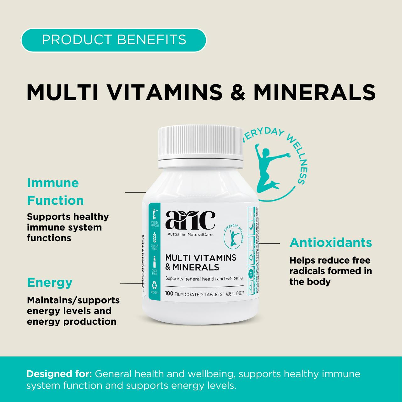 Australian NaturalCare Multi Vitamins & Minerals 100 tabs 