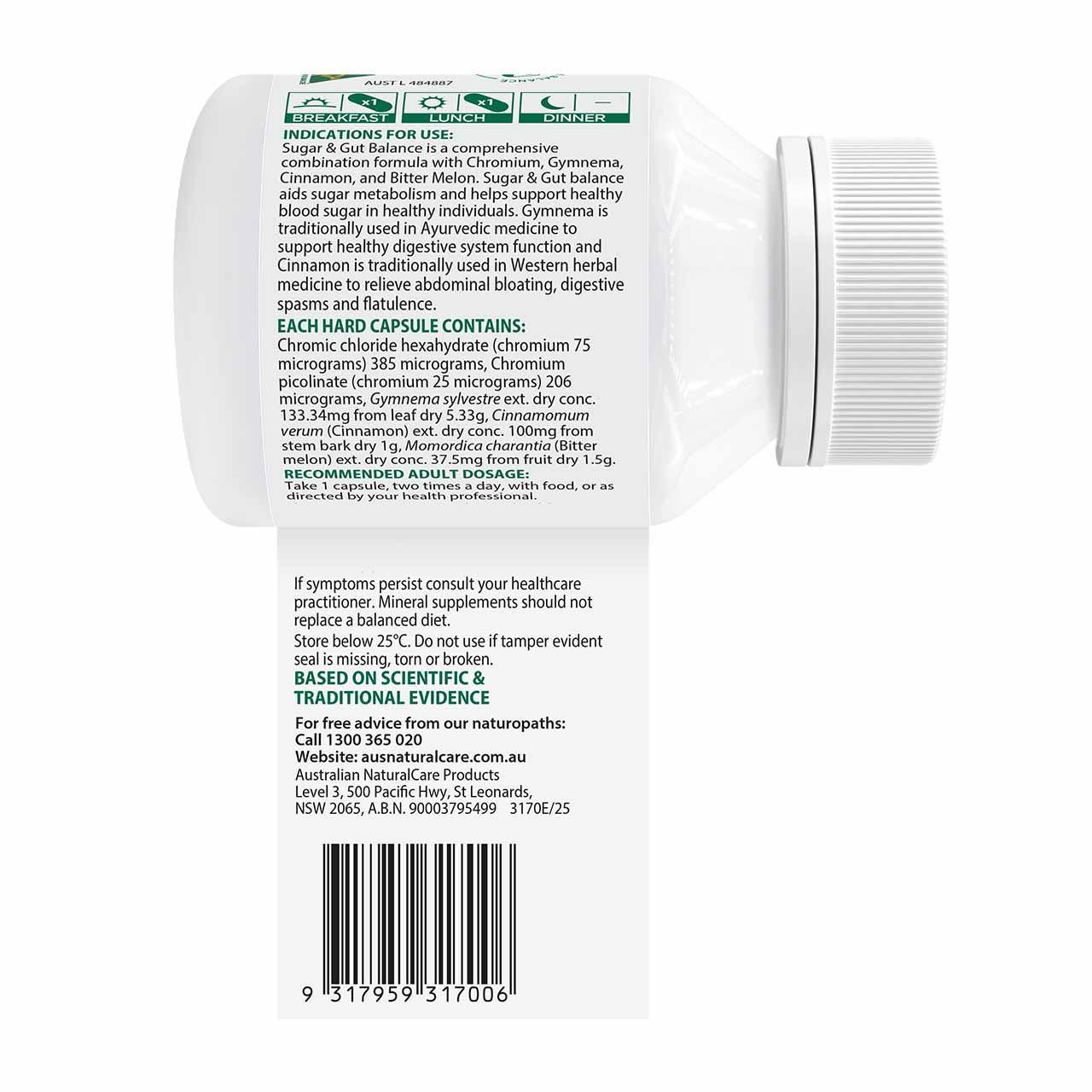 Australian NaturalCare Sugar & Gut Balance 60 caps 